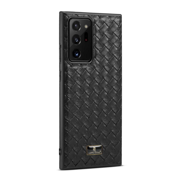 

For Samsung Galaxy Note20 Fierre Shann Leather Texture Phone Back Cover Case(Woven Black)