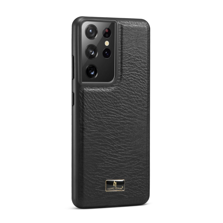 

For Samsung Galaxy S21 Ultra 5G Fierre Shann Leather Texture Phone Back Cover Case(Cowhide Black)