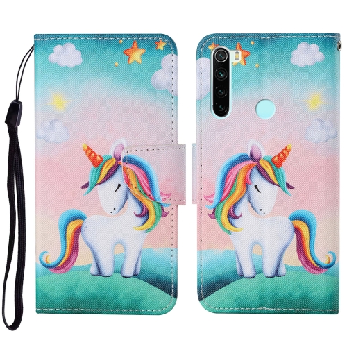 

For Xiaomi Redmi Note 8 Colored Drawing Pattern Horizontal Flip Leather Case with Holder & Card Slots & Wallet & Lanyard(Rainbow Unicorn)