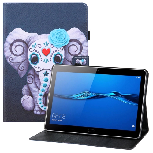 

For Huawei MediaPad M3 Lite 10 Colored Drawing Horizontal Flip PU Leather Case with Holder & Card Slots & Wallet & Sleep / Wake-up Function(Mask Elephant)