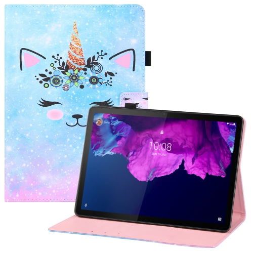 

For Lenovo Tab P11 Pro (TB-XJ706F) Colored Drawing Horizontal Flip PU Leather Case with Holder & Card Slots & Wallet & Sleep / Wake-up Function(Smiley Cat)