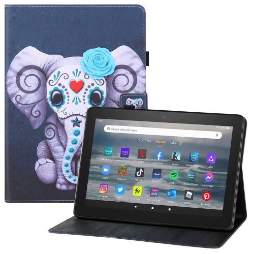 

For Amazon Kindle Fire HD7 Colored Drawing Horizontal Flip PU Leather Case with Holder & Card Slots & Wallet & Sleep / Wake-up Function(Mask Elephant)