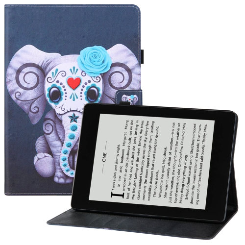 

For Amazon Kindle Paperwhite 4 / 3 / 2 / 1 Colored Drawing Horizontal Flip PU Leather Case with Holder & Card Slots & Wallet & Sleep / Wake-up Function(Mask Elephant)