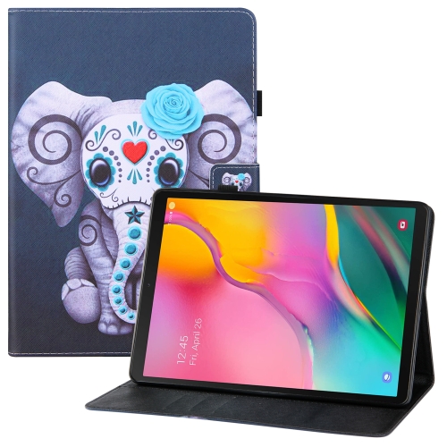

For Samsung Galaxy Tab A 10.1 (2019) T510 Colored Drawing Horizontal Flip PU Leather Case with Holder & Card Slots & Wallet & Sleep / Wake-up Function(Mask Elephant)