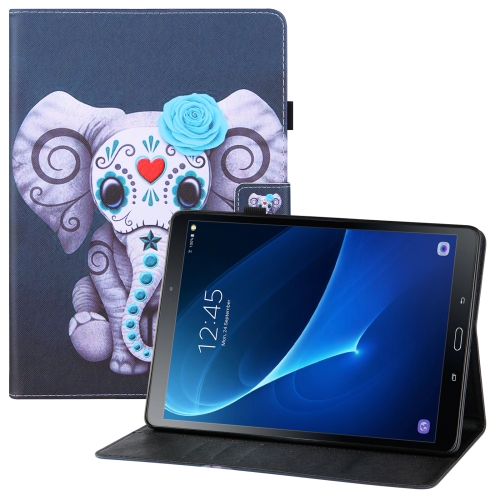 

For Samsung Galaxy Tab A 10.1 (2016) T580 Colored Drawing Horizontal Flip PU Leather Case with Holder & Card Slots & Wallet & Sleep / Wake-up Function(Mask Elephant)