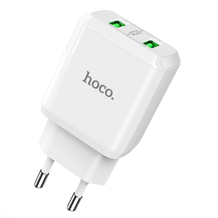 

hoco N6 Charmer Dual Ports QC 3.0 USB Fast Charging Charger, EU Plug(White)