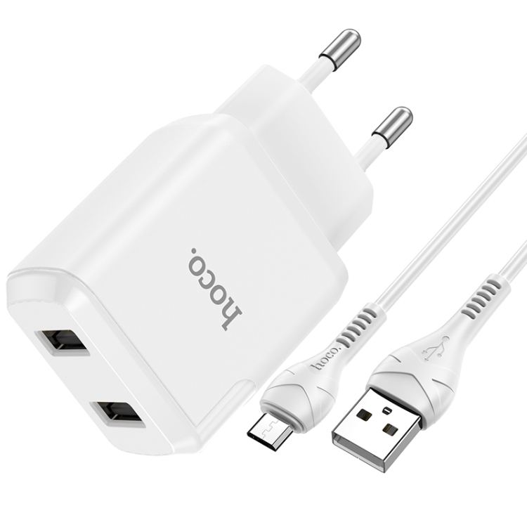 

hoco N7 Speedy Dual Ports USB Charger with USB to Mirco USB Data Cable, EU Plug(White)