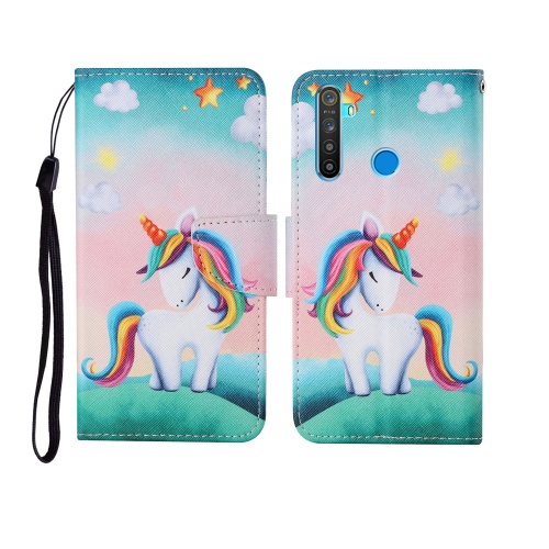 

For OPPO Realme 5 Painted Pattern Horizontal Flip Leathe Case(Rainbow Unicorn)