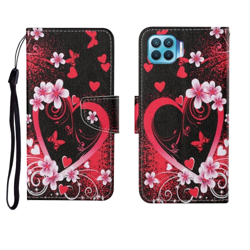 

For OPPO Reno4 Lite Painted Pattern Horizontal Flip Leathe Case(Red Heart)