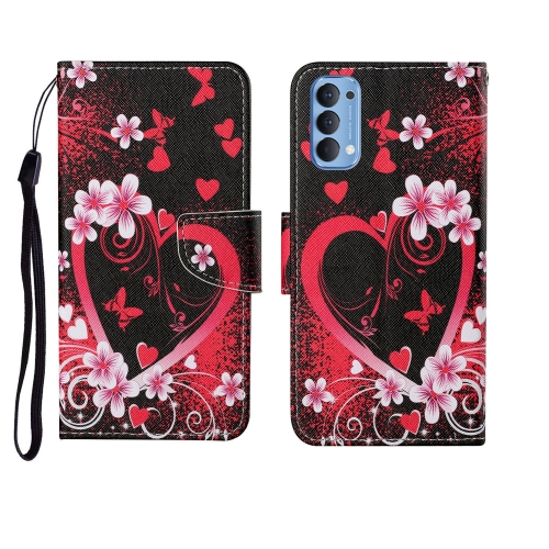 

For OPPO Reno4 Pro Painted Pattern Horizontal Flip Leathe Case(Red Heart)