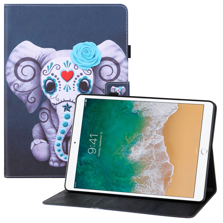 

Colored Drawing Horizontal Flip PU Leather Case with Holder & Card Slots & Wallet & Sleep / Wake-up Function For iPad 9.7 (2018) / iPad 9.7 (2017)(Mask Elephant)