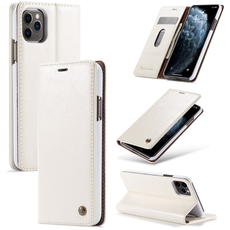

For iPhone 11 Pro CaseMe-003 PU + PC Business Style Crazy Horse Texture Horizontal Flip Leather Case with Holder & Card Slots & Wallet(White)