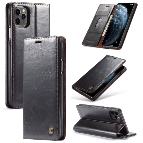 

For iPhone 11 Pro Max CaseMe-003 PU + PC Business Style Crazy Horse Texture Horizontal Flip Leather Case with Holder & Card Slots & Wallet(Black)