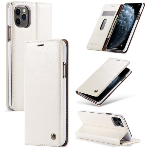 

For iPhone 11 Pro Max CaseMe-003 PU + PC Business Style Crazy Horse Texture Horizontal Flip Leather Case with Holder & Card Slots & Wallet(White)