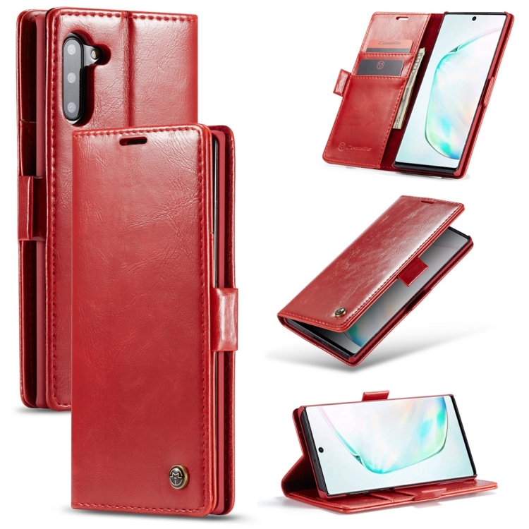 

For Galaxy Note 10 CaseMe-003 PU + PC Business Style Crazy Horse Texture Horizontal Flip Leather Case with Holder & Card Slots & Wallet(Red)