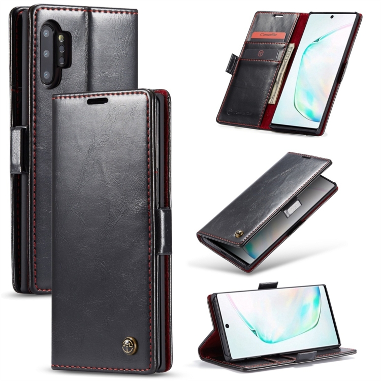 

For Galaxy Note 10+ CaseMe-003 PU + PC Business Style Crazy Horse Texture Horizontal Flip Leather Case with Holder & Card Slots & Wallet(Black)