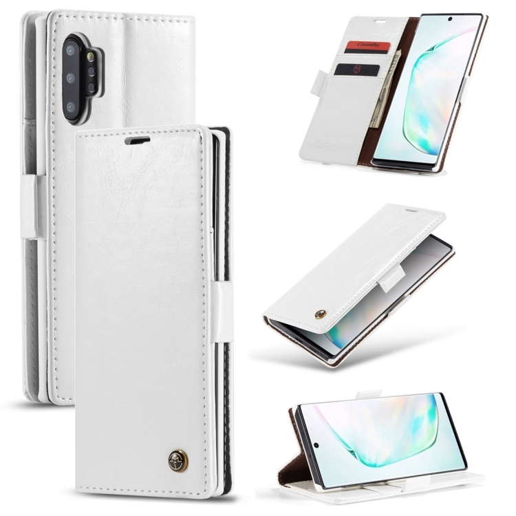 

For Galaxy Note 10+ CaseMe-003 PU + PC Business Style Crazy Horse Texture Horizontal Flip Leather Case with Holder & Card Slots & Wallet(White)