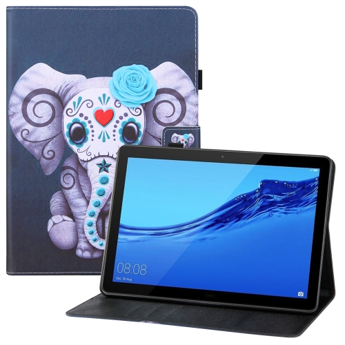 

For Huawei MediaPad T5 Colored Drawing Horizontal Flip PU Leather Case with Holder & Card Slots & Wallet(Mask Elephant)