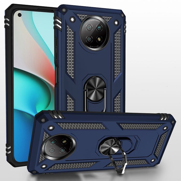 

For Xiaomi Redmi Note 9 Shockproof TPU + PC Protective Case with 360 Degree Rotating Holder(Blue)