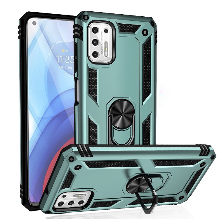 

For Motorola Moto G Stylus (2021) Shockproof TPU + PC Protective Case with 360 Degree Rotating Holder(Green)