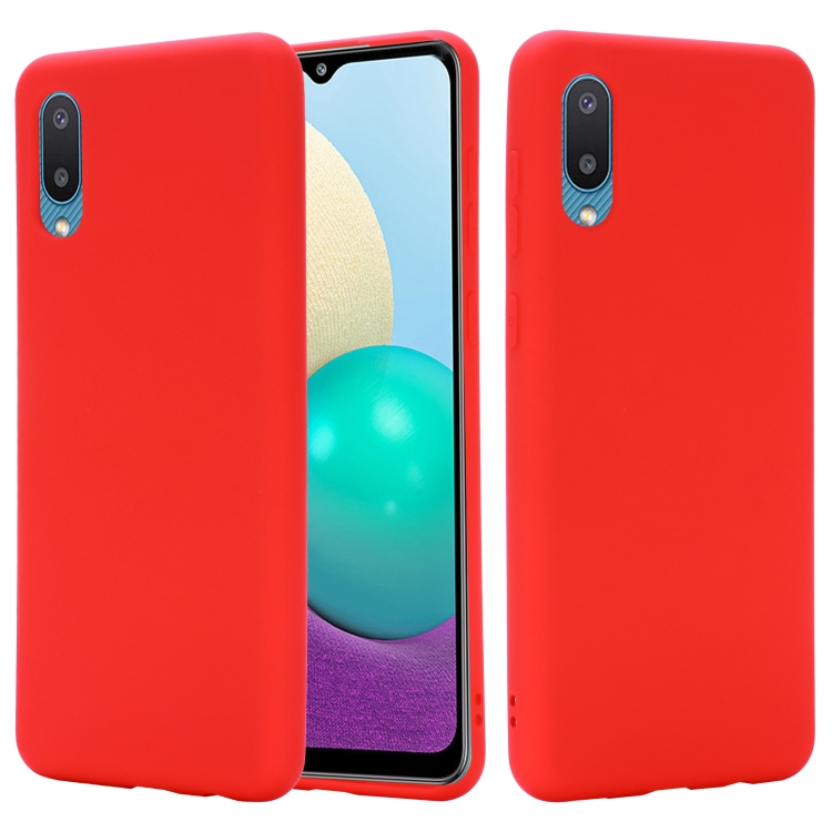

For Samsung Galaxy A02 EU Version Solid Color Liquid Silicone Dropproof Full Coverage Protective Case(Red)