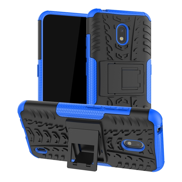 

For Nokia 2.2 Tire Texture TPU + PC Shockproof Case with Holder(Blue)