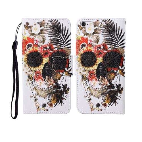 

For iPhone 6 Painted Pattern Horizontal Flip Leathe Case(Skull)