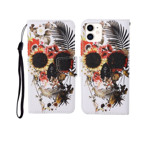 

For iPhone 11 Painted Pattern Horizontal Flip Leathe Case(Skull)