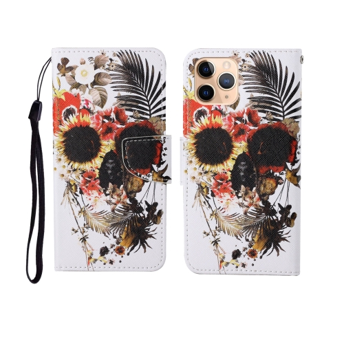 

For iPhone 11 Pro Painted Pattern Horizontal Flip Leathe Case(Skull)