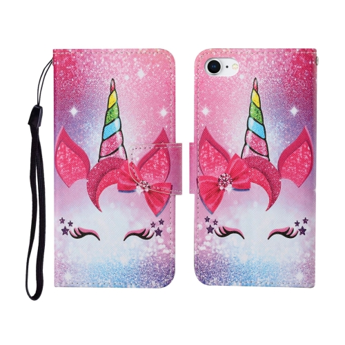 

For iPhone SE (2020)/ 7 /8 Painted Pattern Horizontal Flip Leathe Case(Unicorn)