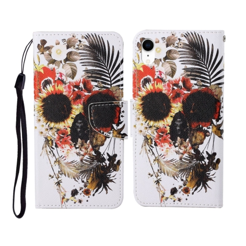 

For iPhone XS Max Painted Pattern Horizontal Flip Leathe Case(Skull)