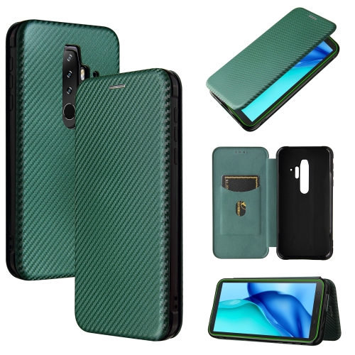 

For Blackview BV6300 Pro Carbon Fiber Texture Magnetic Horizontal Flip TPU + PC + PU Leather Case with Card Slot(Green)