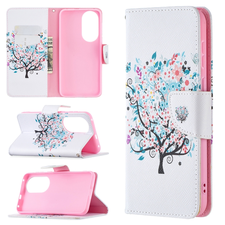 

For Huawei P50 Colored Drawing Pattern Horizontal Flip Leather Case with Holder & Card Slots & Wallet(Little Tree)
