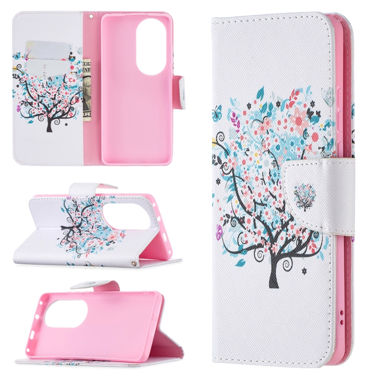 

For Huawei P50 Pro Colored Drawing Pattern Horizontal Flip Leather Case with Holder & Card Slots & Wallet(Little Tree)