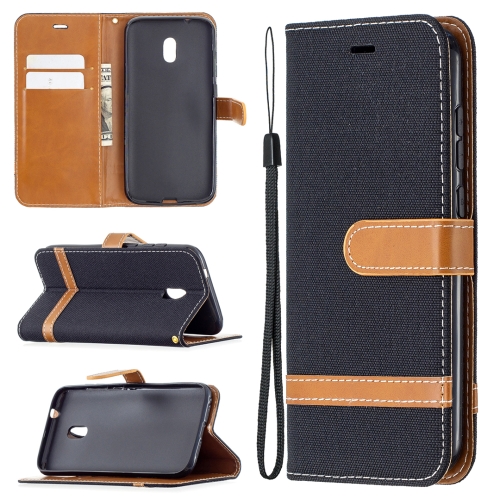 

For Nokia C1 Plus Color Matching Denim Texture Horizontal Flip Leather Case with Holder & Card Slots & Wallet & Lanyard(Black)