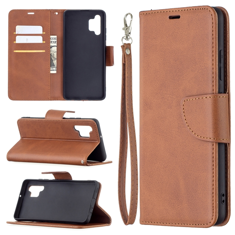 

For Samsung Galaxy A32 4G Retro Lambskin Texture Pure Color Horizontal Flip PU Leather Case with Holder & Card Slots & Wallet & Lanyard(Brown)
