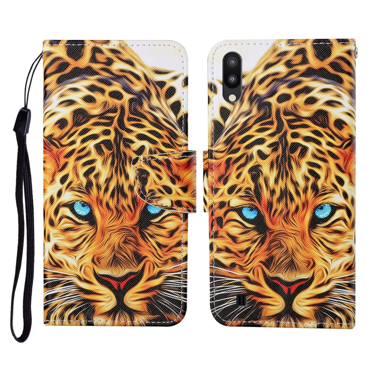 

For Samsung Galaxy A01 Colored Drawing Pattern Horizontal Flip Leather Case with Holder & Card Slots & Wallet & Lanyard(Yellow Leopard)