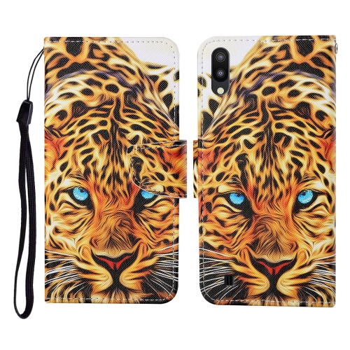 

For Samsung Galaxy A10 / M10 Colored Drawing Pattern Horizontal Flip Leather Case with Holder & Card Slots & Wallet & Lanyard(Yellow Leopard)