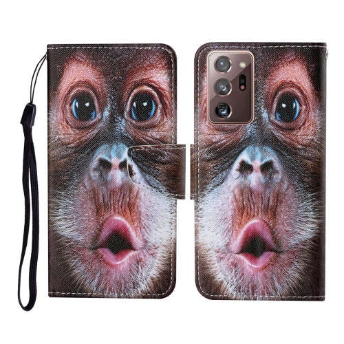 

For Samsung Galaxy Note20 Ultra Colored Drawing Pattern Horizontal Flip Leather Case with Holder & Card Slots & Wallet & Lanyard(Orangutan)