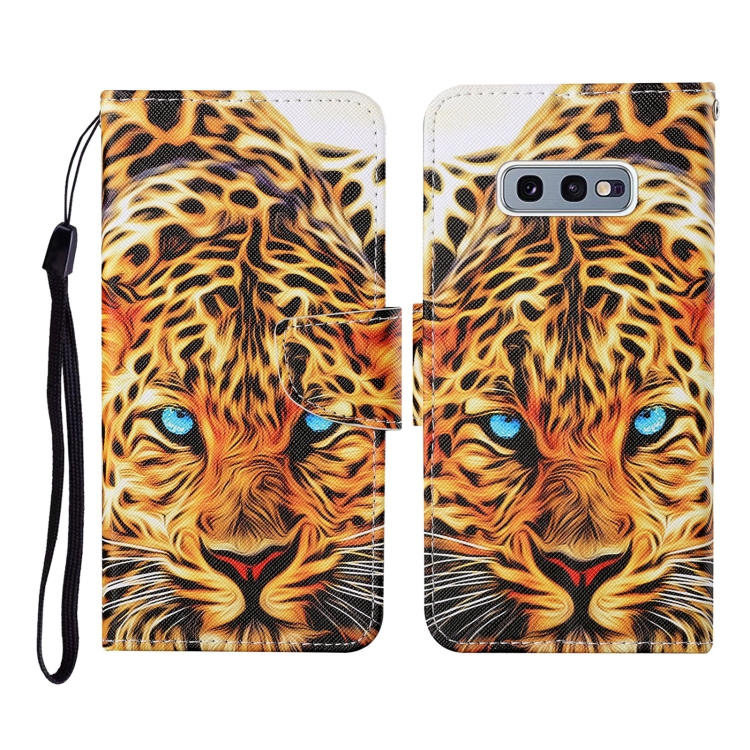 

For Samsung Galaxy S10e Colored Drawing Pattern Horizontal Flip Leather Case with Holder & Card Slots & Wallet & Lanyard(Yellow Leopard)