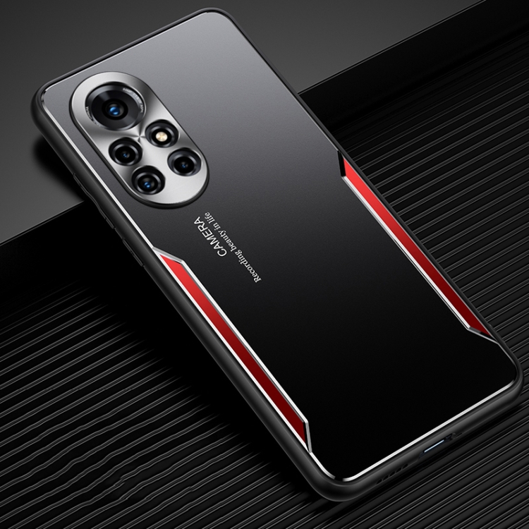 

For Huawei nova 8 5G Blade Series TPU Frame + Titanium Alloy Sand Blasting Technology Backplane + Color Aluminum Alloy Decorative Edge Mobile Phone Protective Shell(Black + Red)