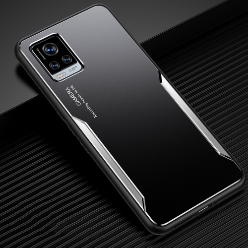 

For vivo S7 Blade Series TPU Frame + Titanium Alloy Sand Blasting Technology Backplane + Color Aluminum Alloy Decorative Edge Mobile Phone Protective Shell(Black + Silver)