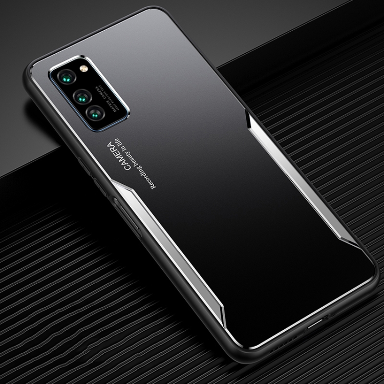

For Honor V30 Pro Blade Series TPU Frame + Titanium Alloy Sand Blasting Technology Backplane + Color Aluminum Alloy Decorative Edge Mobile Phone Protective Shell(Black + Silver)