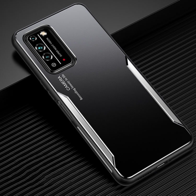 

For Honor X10 5G Blade Series TPU Frame + Titanium Alloy Sand Blasting Technology Backplane + Color Aluminum Alloy Decorative Edge Mobile Phone Protective Shell(Black + Silver)