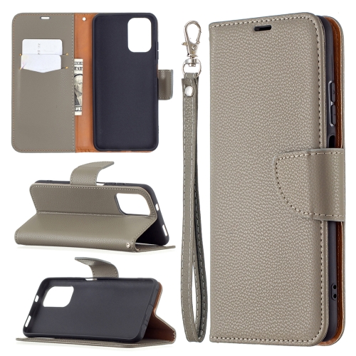 

For Xiaomi Redmi Note 10 4G Litchi Texture Pure Color Horizontal Flip Leather Case with Holder & Card Slots & Wallet & Lanyard(Grey)