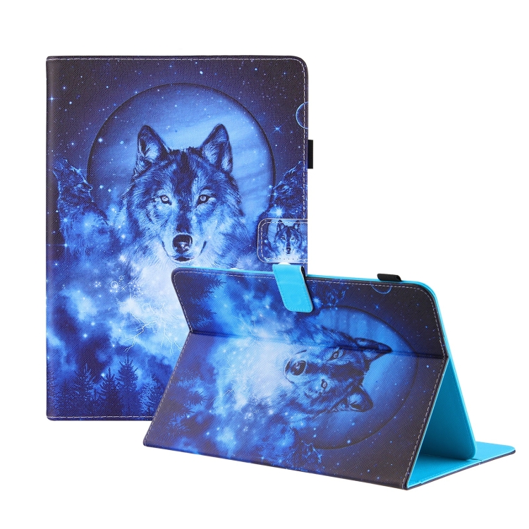 

Universal Colored Drawing Horizontal Flip PU Leather Case with Holder & Card Slots & Wallet, Specification:8 inch(Moon Wolf)