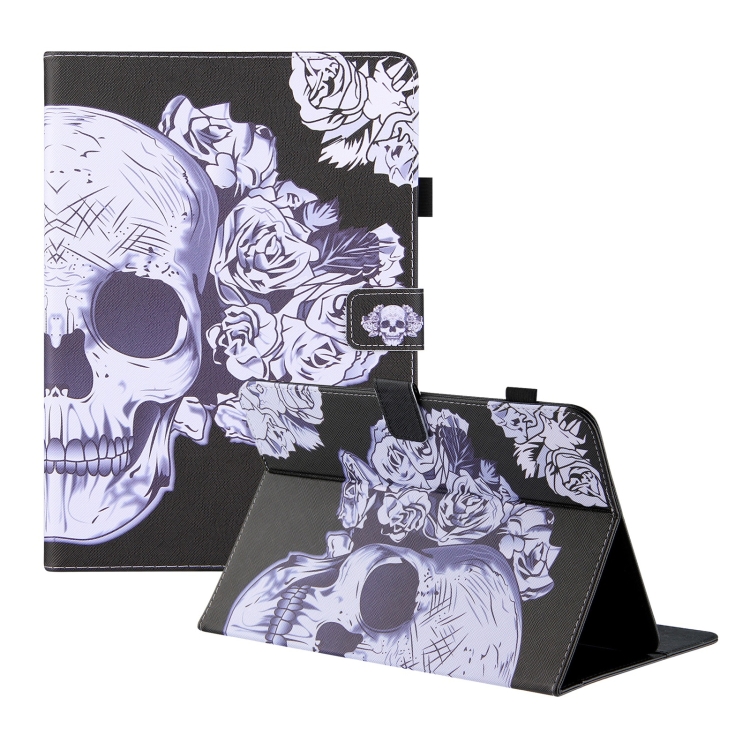 

Universal Colored Drawing Horizontal Flip PU Leather Case with Holder & Card Slots & Wallet, Specification:8 inch(Flower Skull)