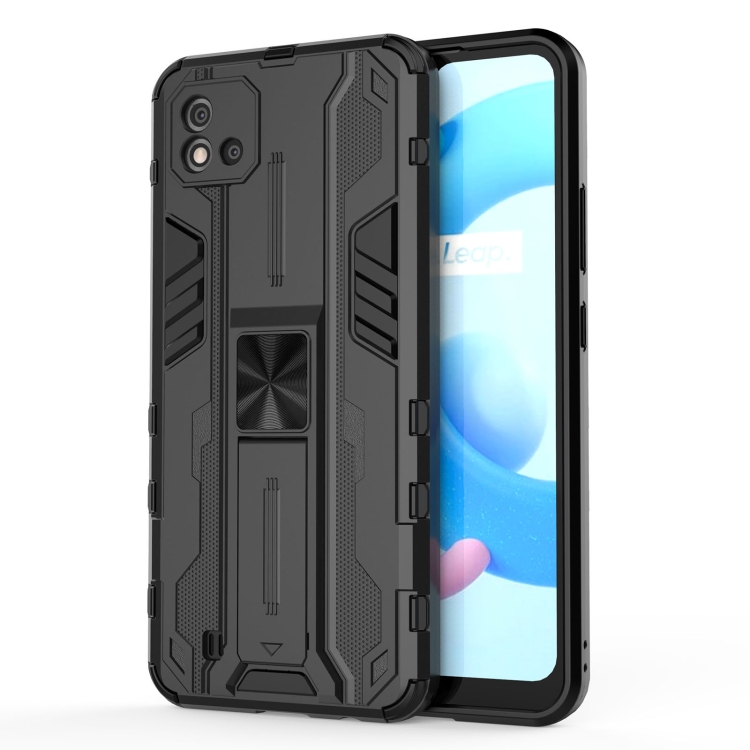 

For OPPO Realme C20 Supersonic PC + TPU Shock-proof Protective Case with Holder(Black)
