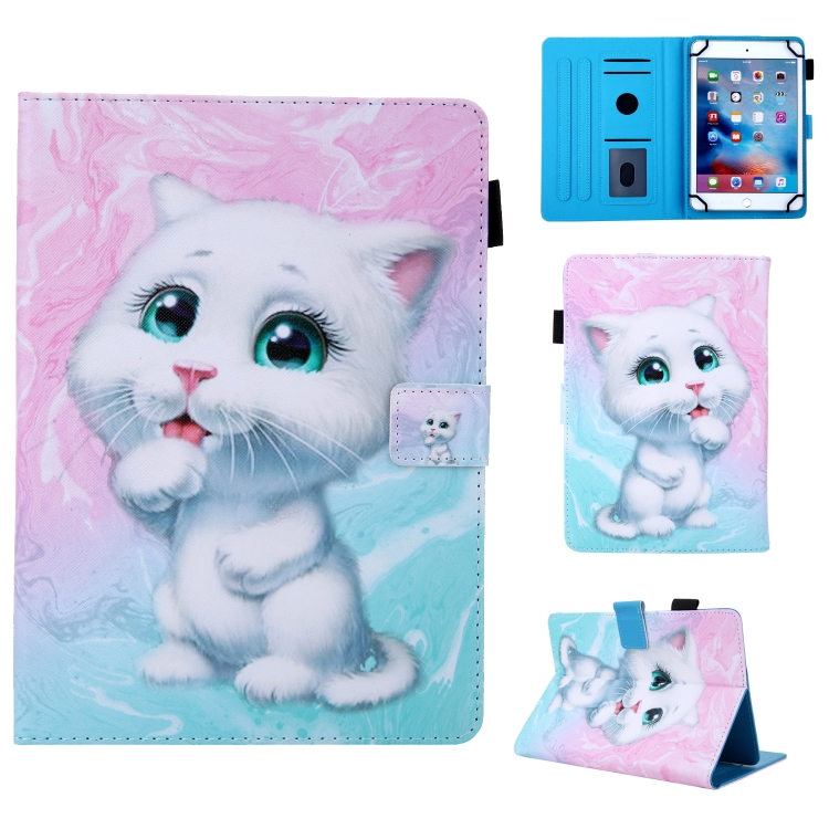 

For 10 inch Universal Tablet PC Coloured Drawing Pattern Horizontal Flip Leather Case with Holder & Card Slot(Cat)