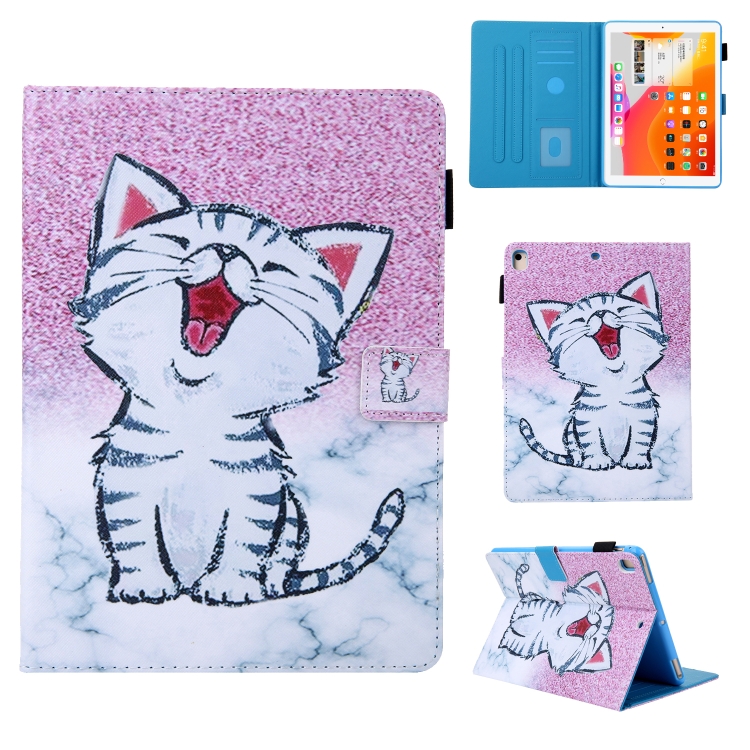 

For iPad 10.2 Coloured Drawing Pattern Horizontal Flip Leather Case with Holder & Card Slot(Red-Billed Cat)